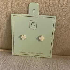 Off-White Gold Cross Stud Earrings